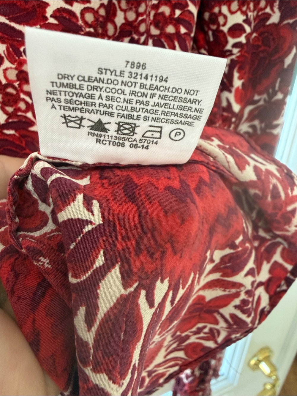 Tory Burch Cream and Red Floral Collared Blouse - Picture 6 of 10